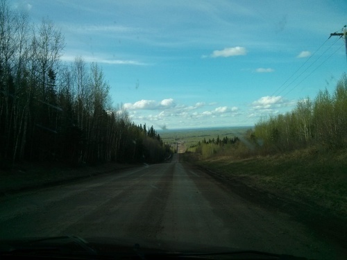 Viewing Dene territory. The decline is about 10km. This hill was used as an indicator for how to get to Chateh :)